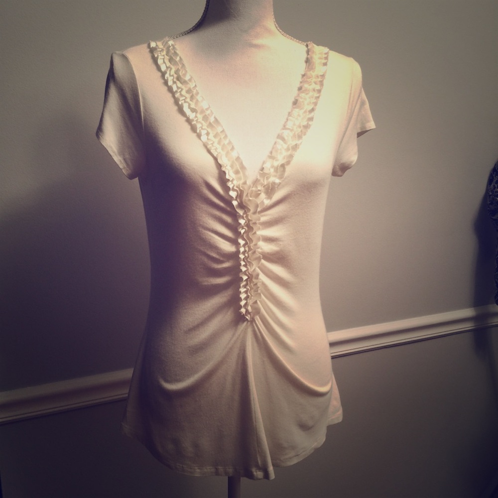 Tahari Top with satin ruffle